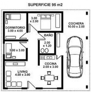 Plano de casa moderna de 95 m2