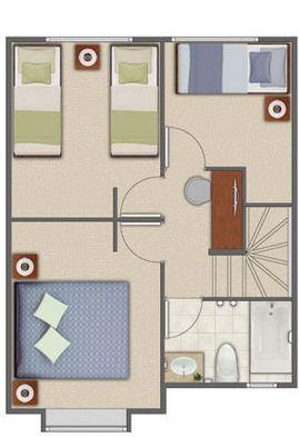 Plano de duplex pequeño y moderno dormitorios