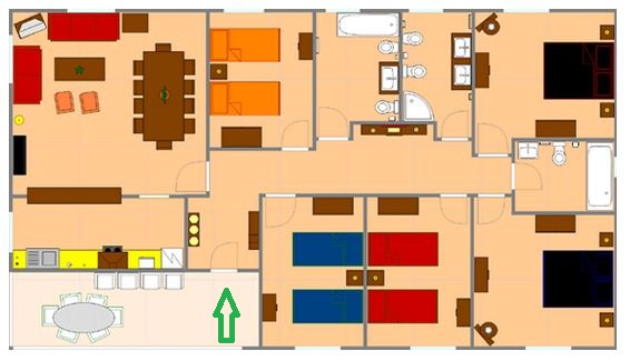 Plano de casa grande de 5 dormitorios en 350 m2