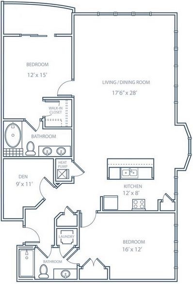 Plano de casa de un piso y dos dormitorios