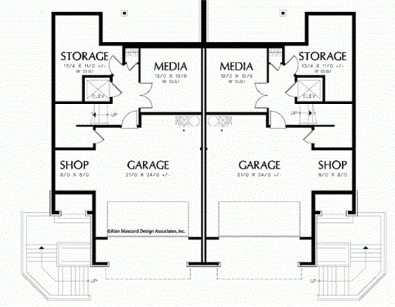 Plano de casa de 3 pisos