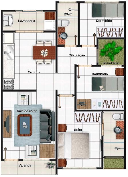 Plano de casa moderna de 70 m2