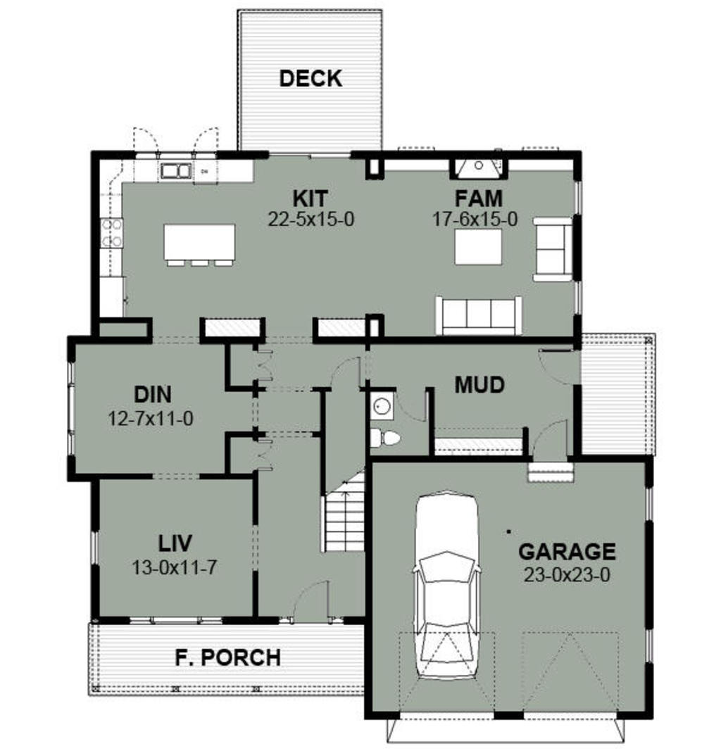 Planos de casa de dos plantas, un garaje y cuatro dormitorios