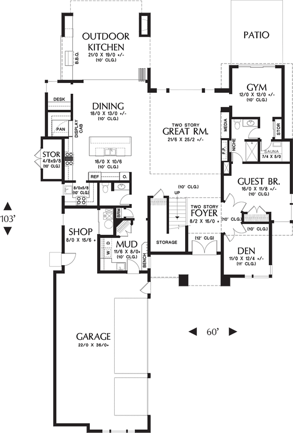 Planos de casa moderna de cuatro dormitorios y tres garajes