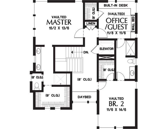 Planos de casa moderna de dos plantas y cuatro dormitorios