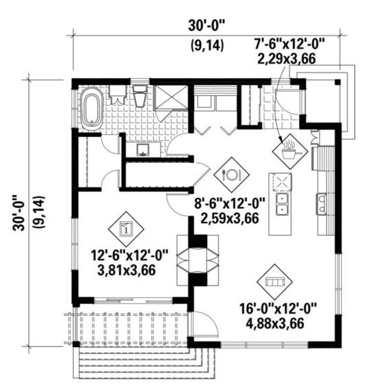 1 dormitorio planos de casas modernas for Casa moderna 80 mts