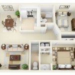 Plano de departamento moderno de 2 dormitorios y 2 baños